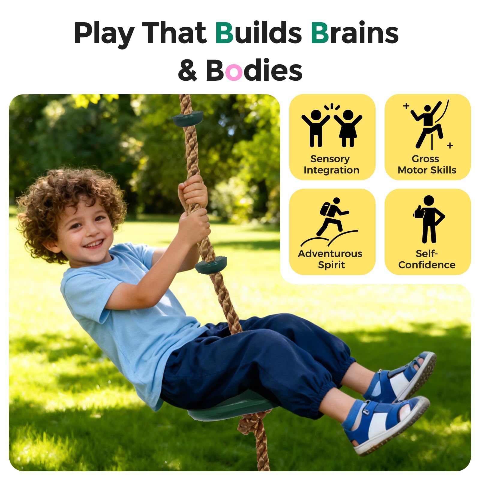DECORLIFE tree swing featuring four climbing platforms for exploration