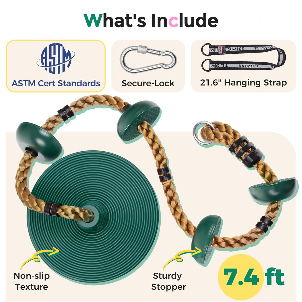 DECORLIFE adjustable rope swing showing 6.5 ft climbing rope