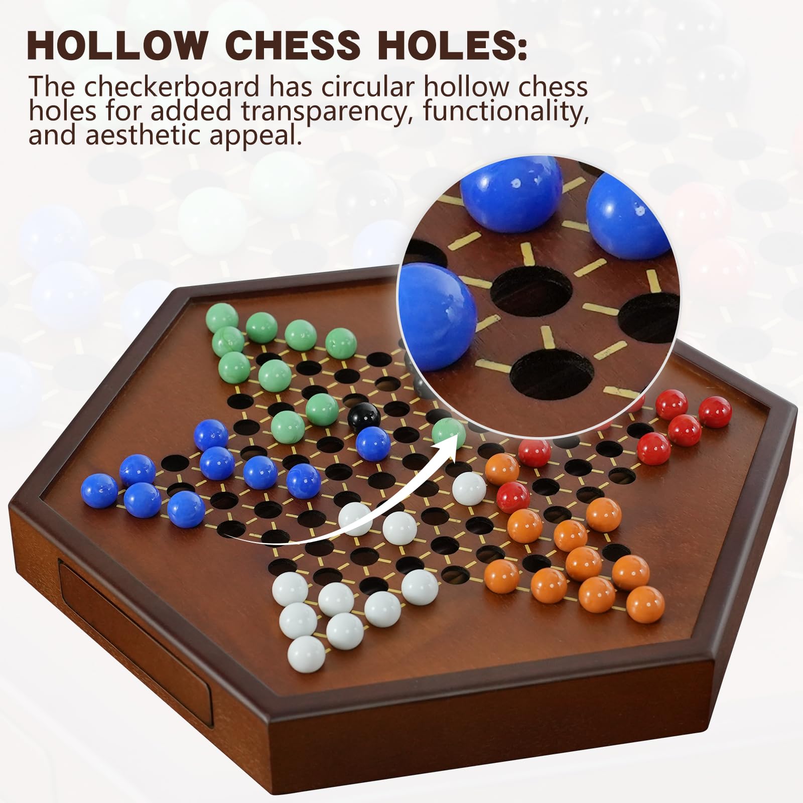 DecoWoodo edge-bound design prevents marbles from slipping off