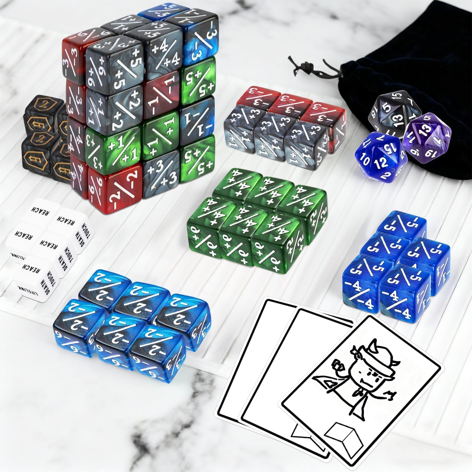 DEDC token cards with embossed designs for versatile tokens.