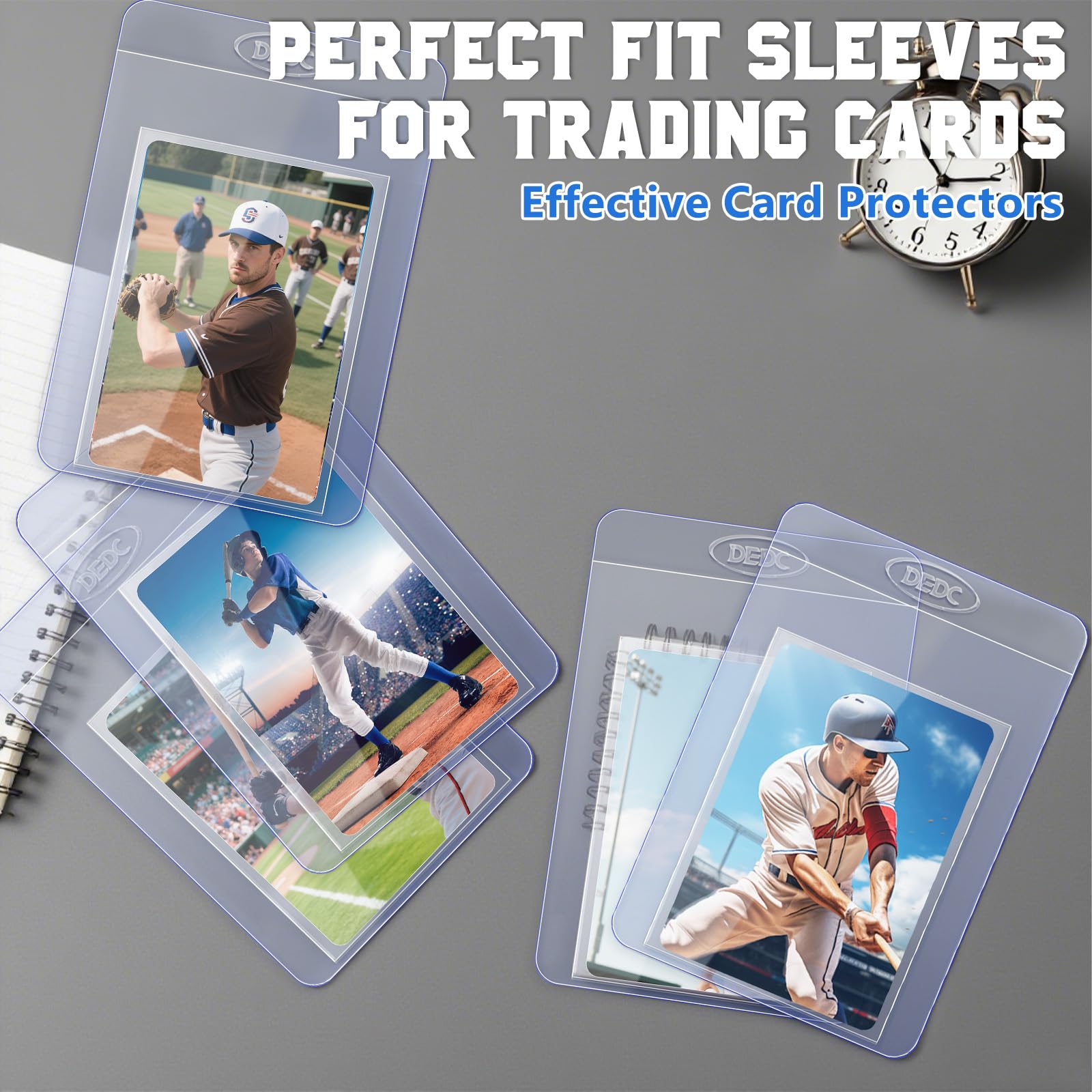 DEDC crystal-clear sleeve preserves card artwork while keeping design visible.