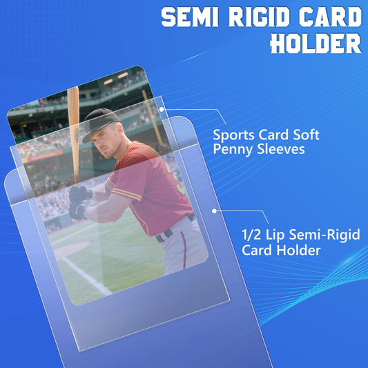 DEDC semi-rigid sleeve in 3.3x4.8 inches for secure card protection.