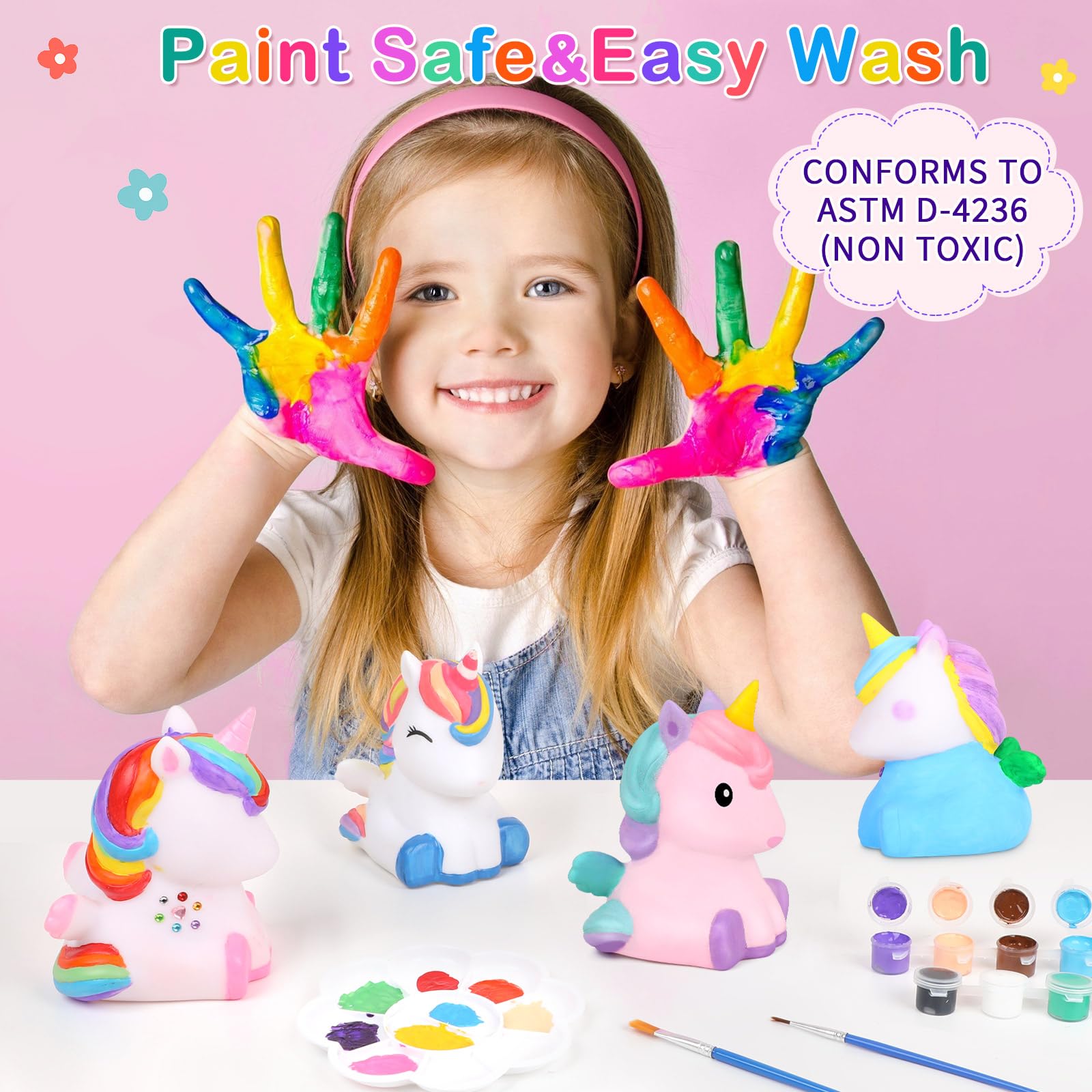 dededa Unicorn night light pigment tray keeps paints organized during crafting