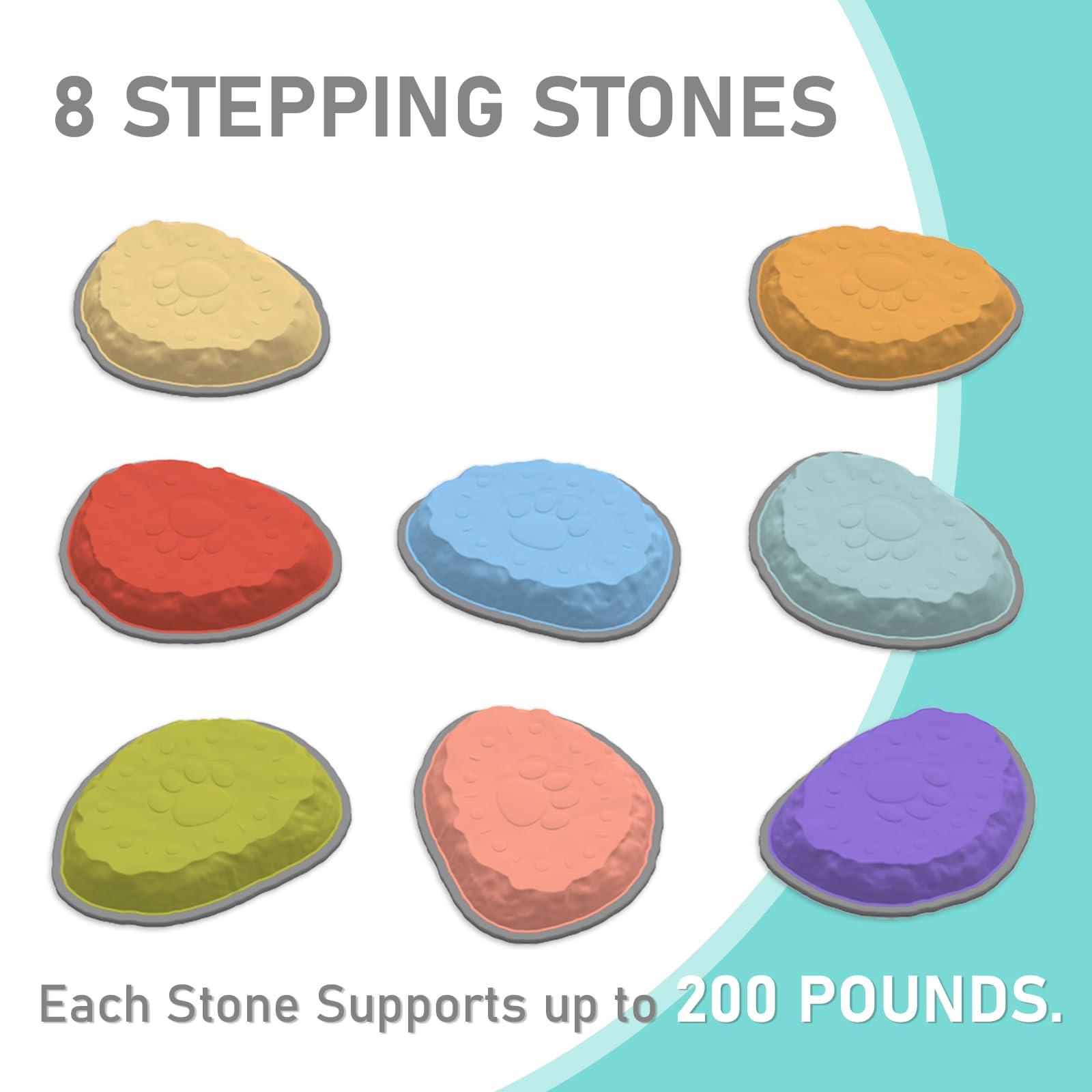 DEDOO colorful stepping stones create a versatile obstacle course for outdoor exploration.