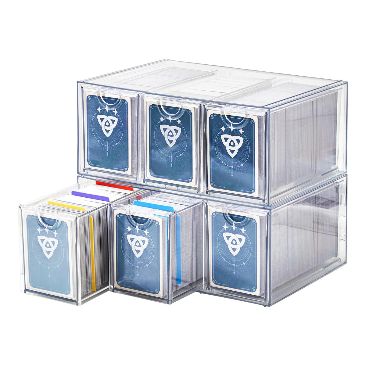 DEEIF 6-Drawer Card Box front view demonstrates organized capacity for up to 2,280 cards.