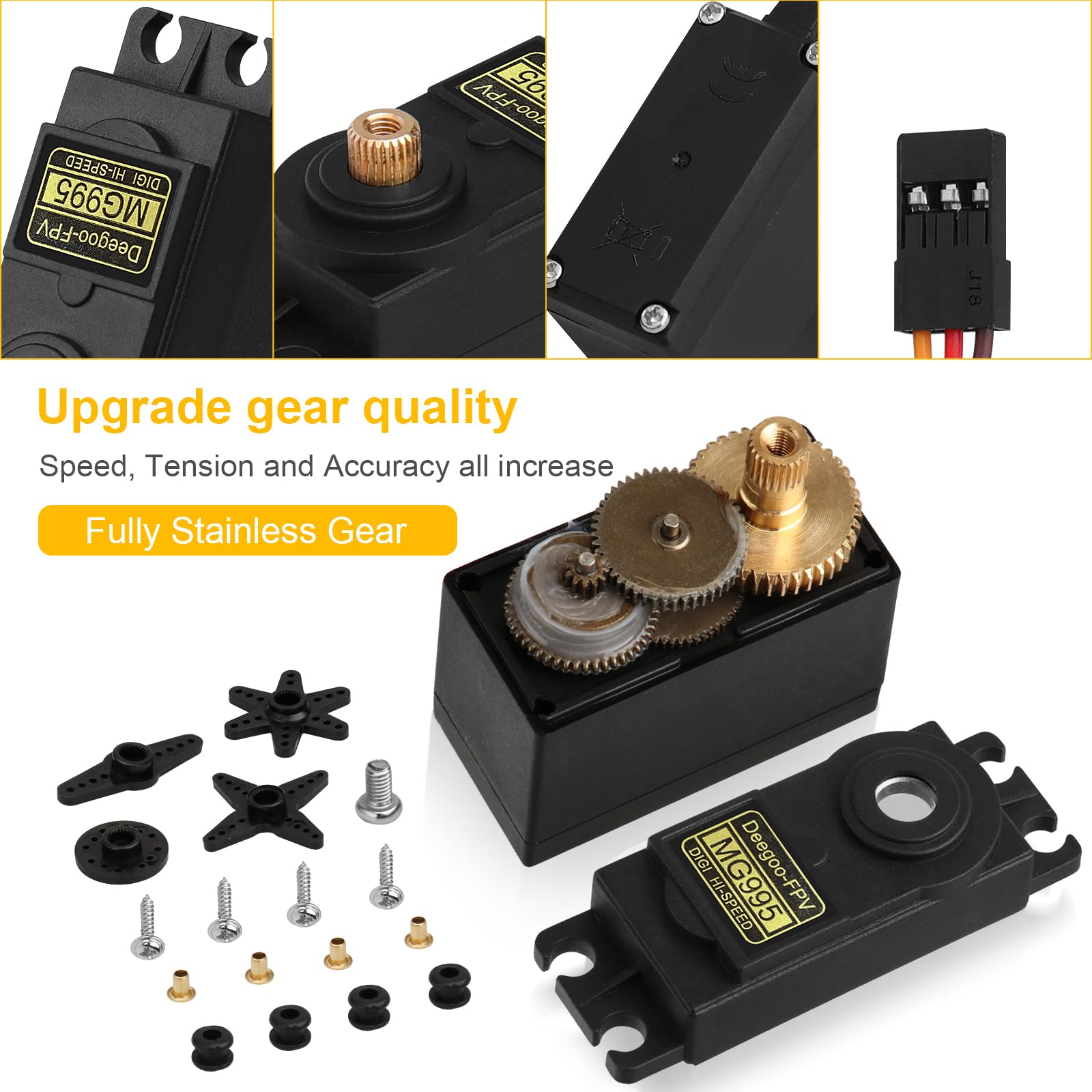Digital metal-gear servo from Deegoo-FPV for durable performance.