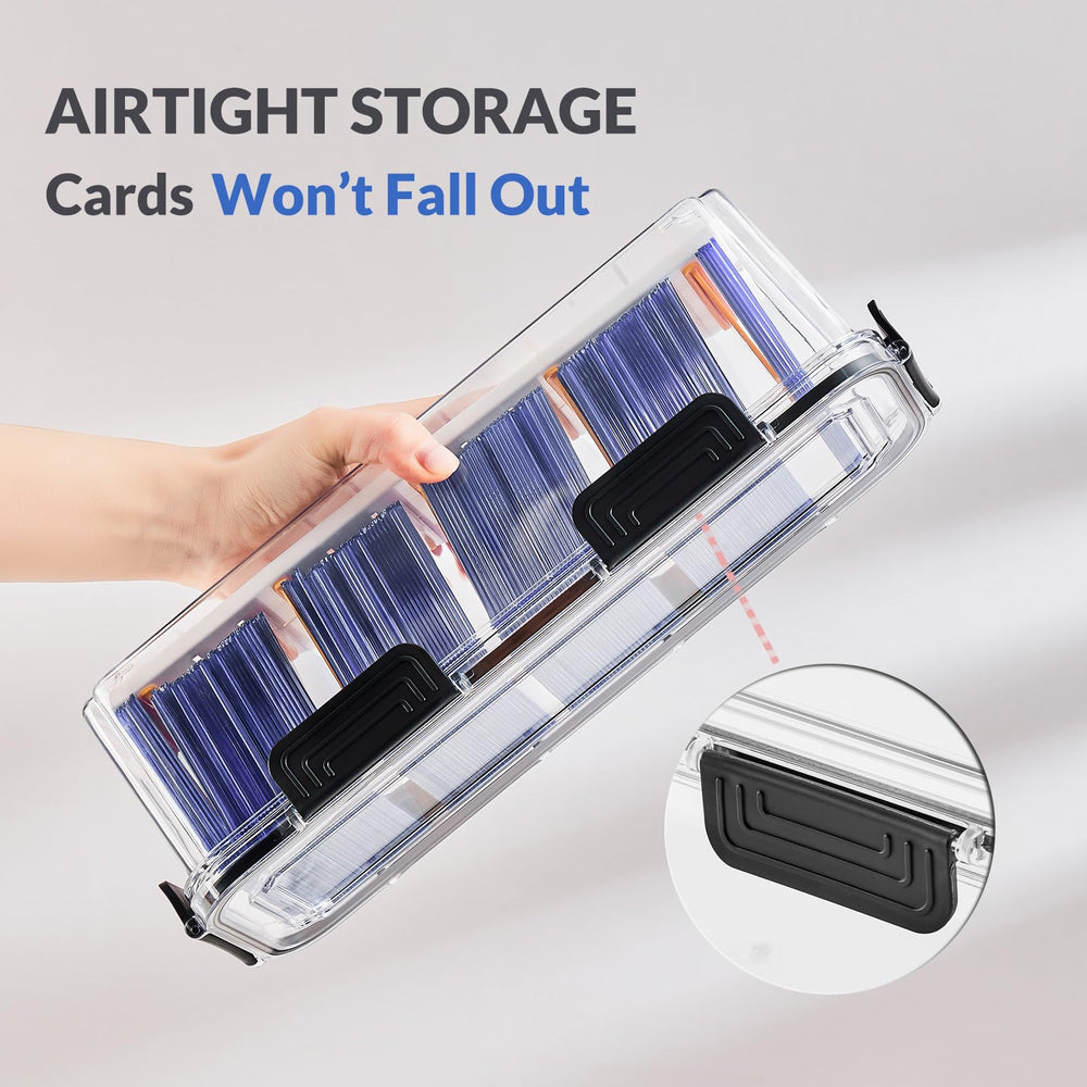 DEEIF toploader storage box stackable design saves space and keeps cards accessible.