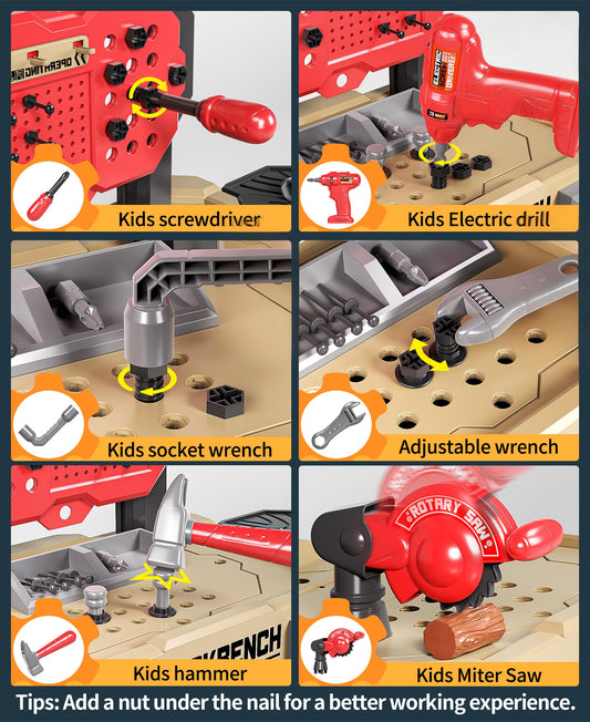 Deejoy electric drill with heads to promote pretend construction.