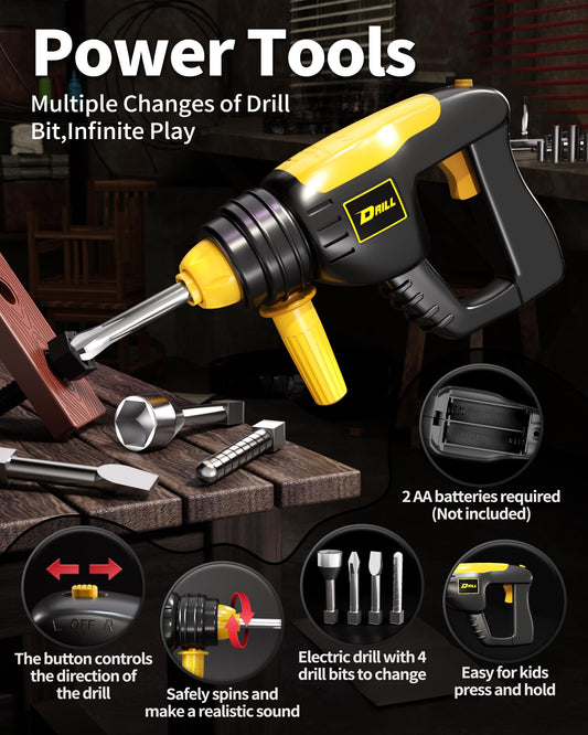 Deejoy electronic drill in action with sounds for imaginative construction play