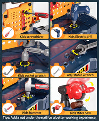Deejoy Kids Tool Bench Assembly Toolbox supports versatile setup and easy storage.