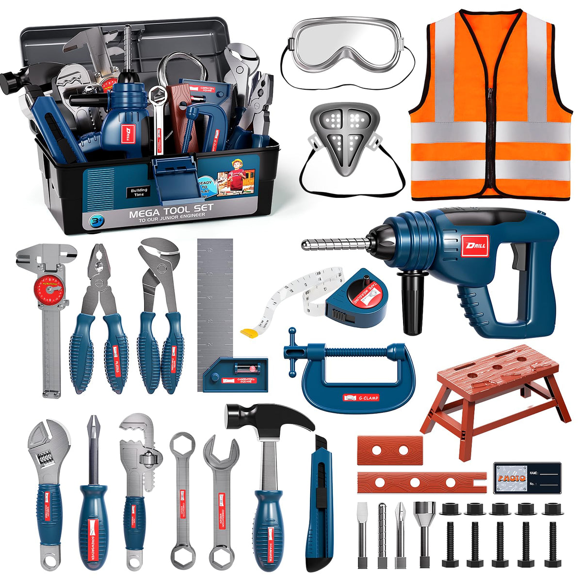 Deejoy tool-set battery-powered drill sparks imaginative construction play.