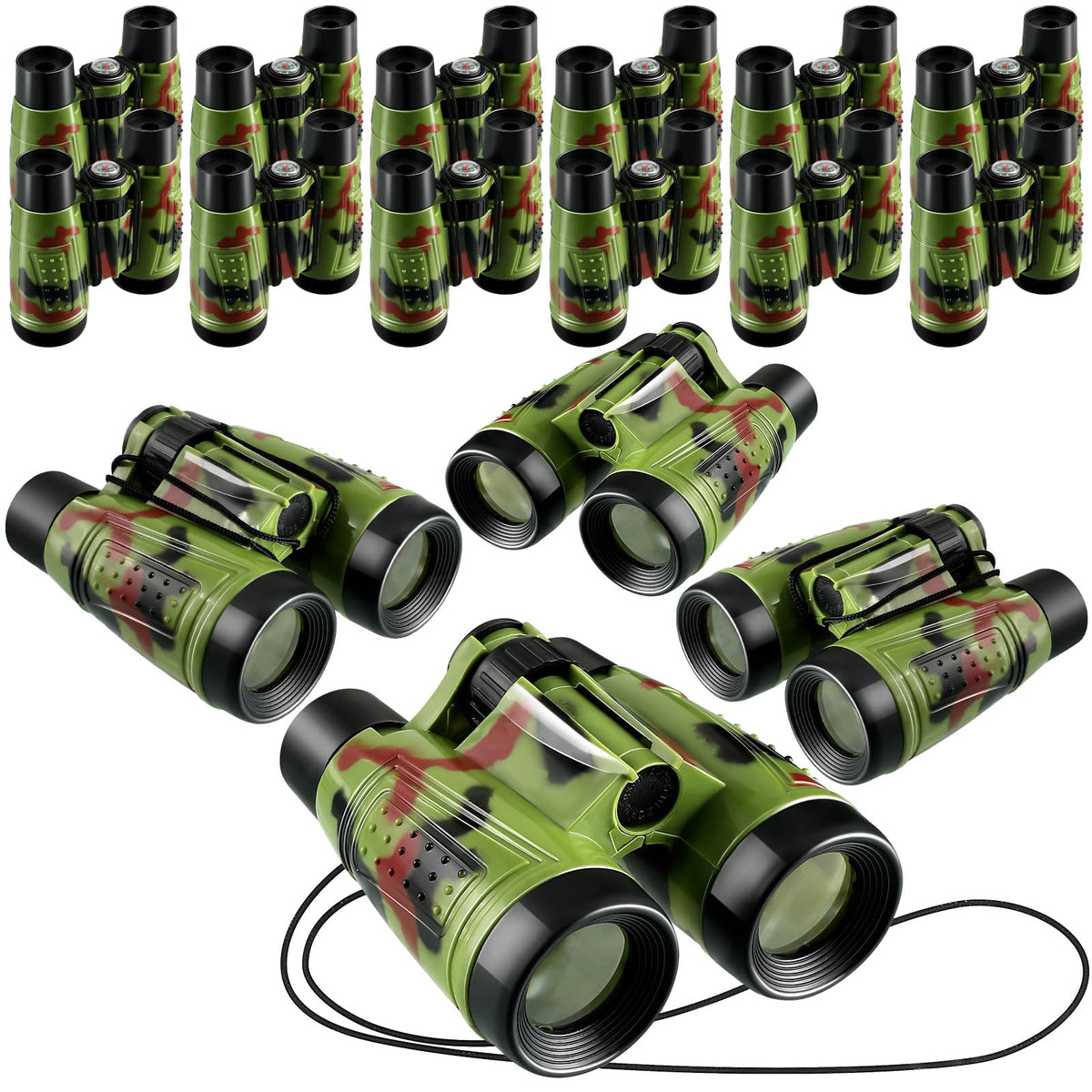 Deekin 16 toy binoculars camouflage front view, ideal for adventurous play and exploration.