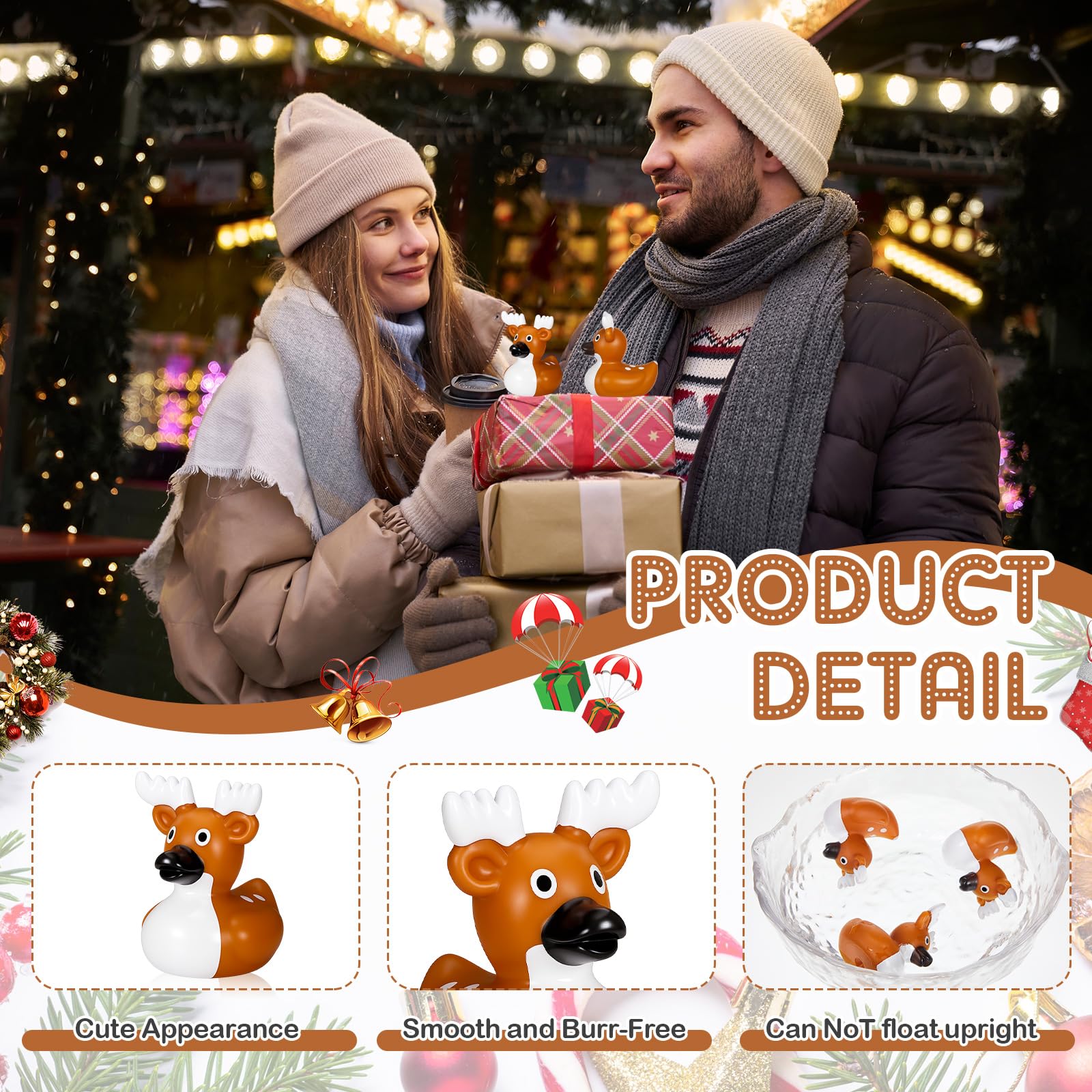Deekin car dashboard deer duck decor adds playful seasonal flair.