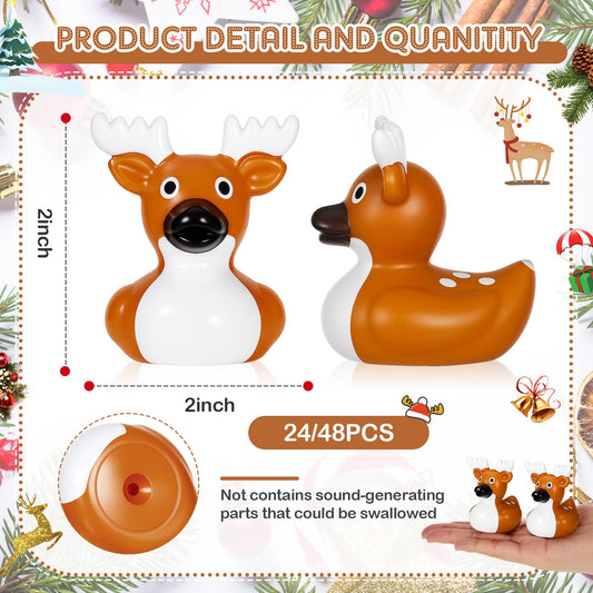 Deekin deer spot pattern rubber duck adds whimsical winter charm.