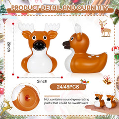 Deekin deer spot pattern rubber duck adds whimsical winter charm.