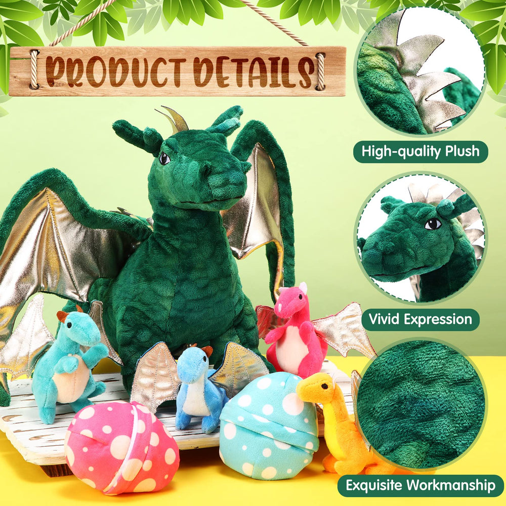 Deekin dragon plush belly hatch feature sparks imaginative scenes.