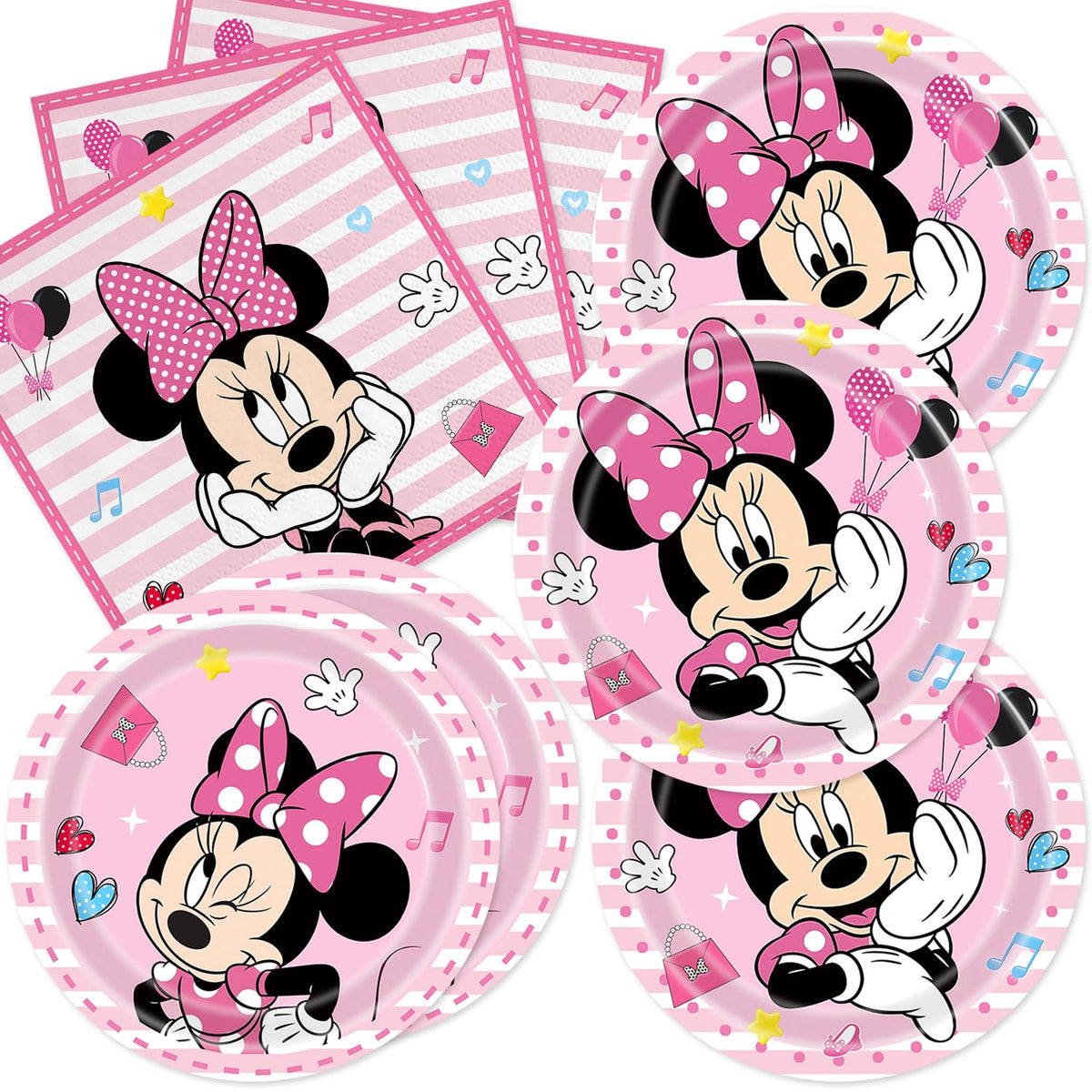 Deenor Minnie plates pack for quick, stylish party table setting.