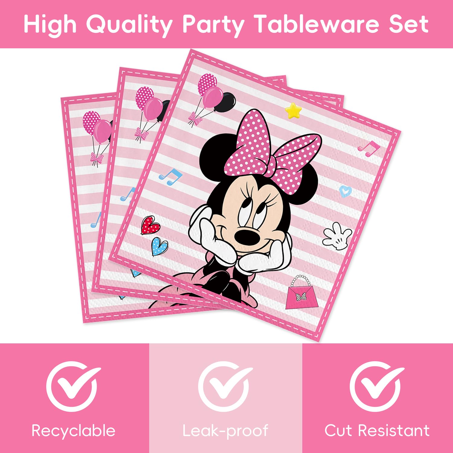 Deenor Minnie theme decor enhances festive birthday ambiance.