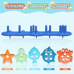 Deenwada floating bath toys with suction base attached to tub wall for stability