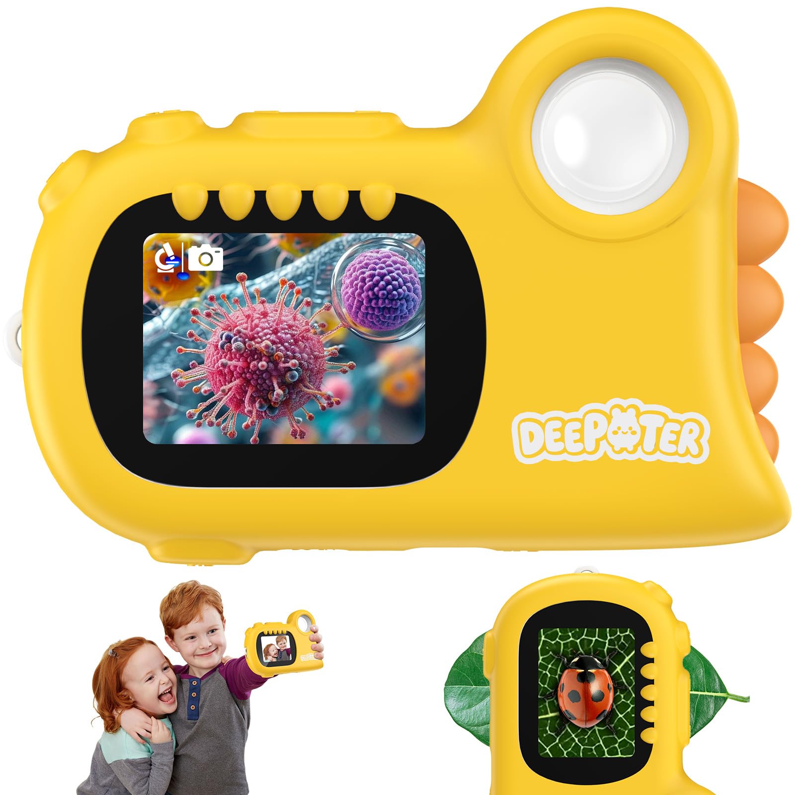 Deepoter two-in-one microscope screen for vivid, kid-friendly viewing during science play.