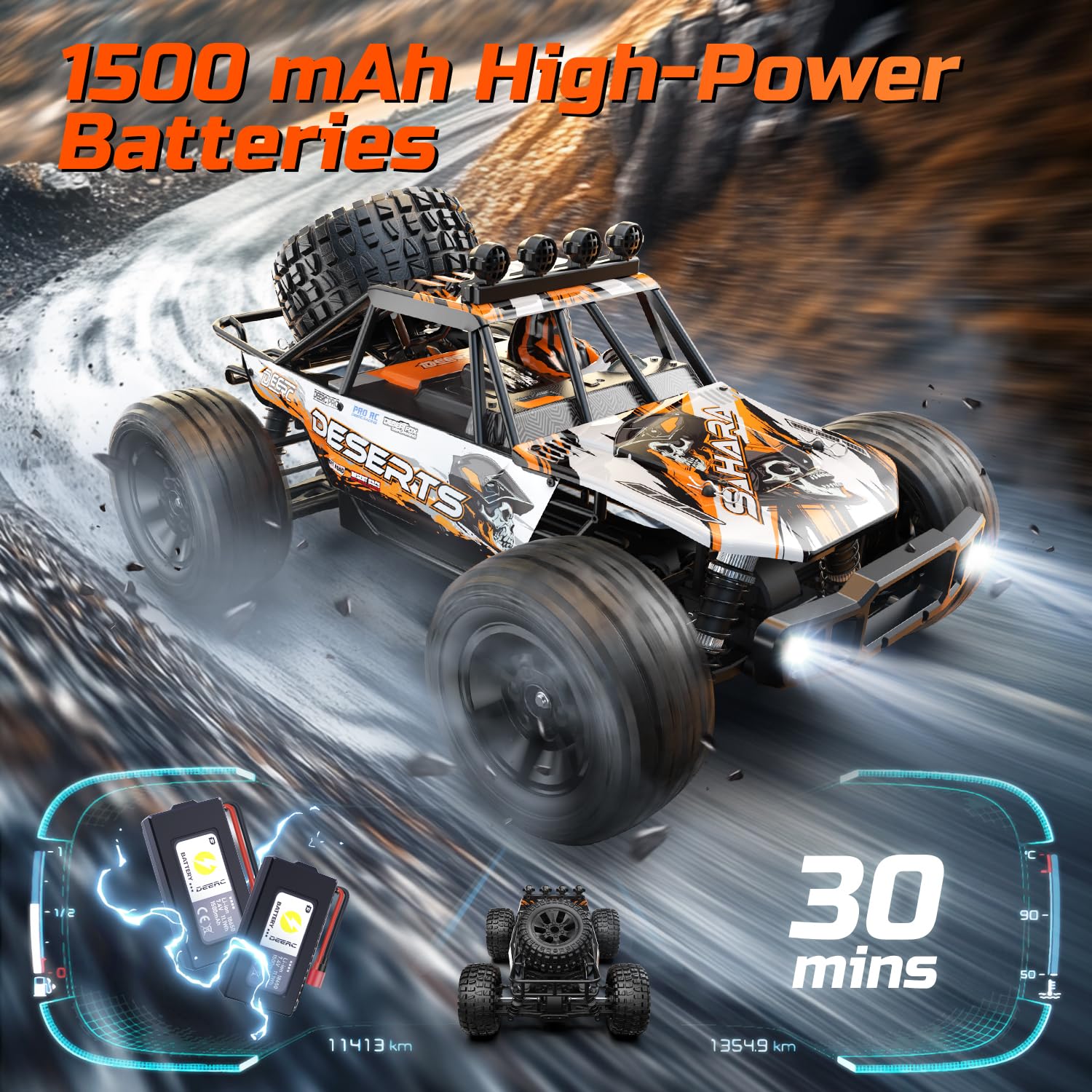 DEERC 1:10 RC Monster Truck metal differential detail
