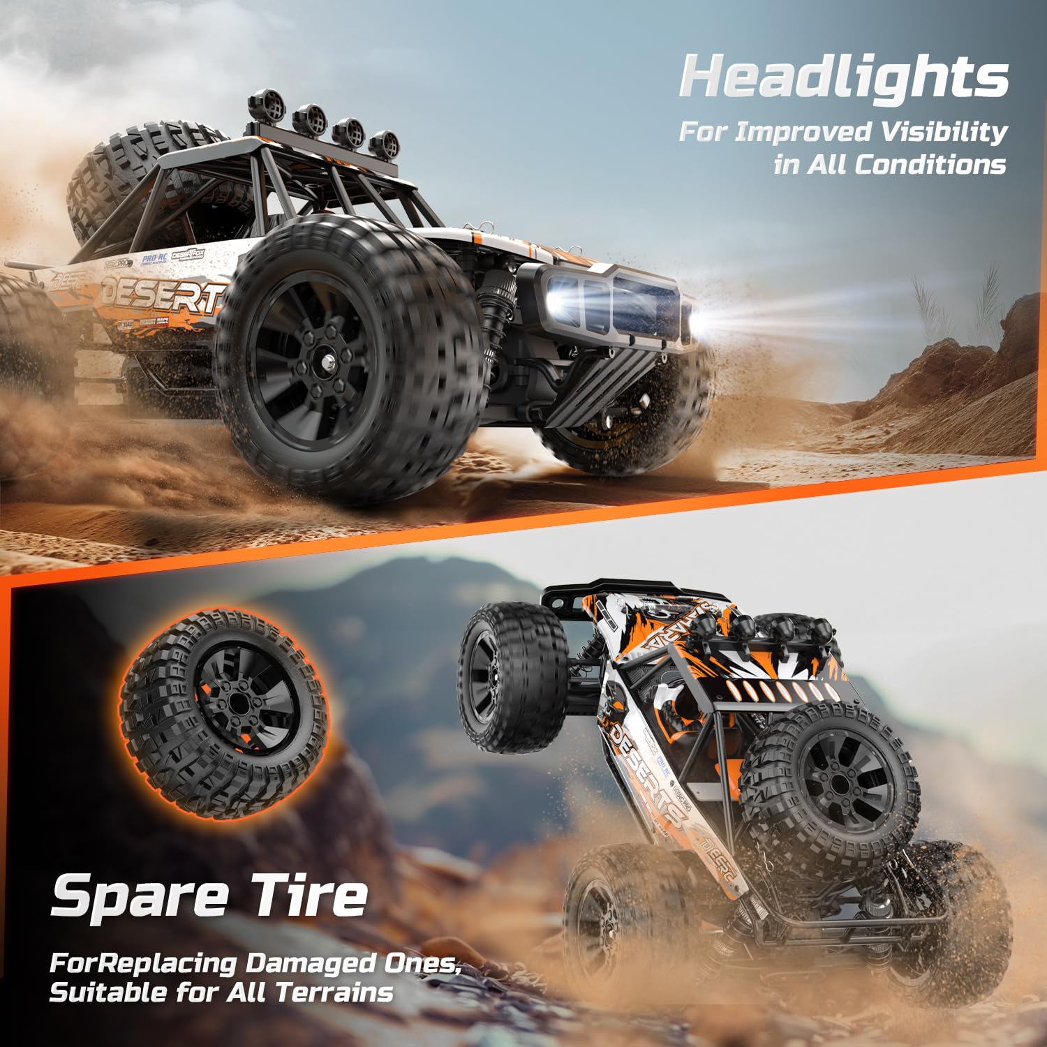 DEERC 1:10 RC Monster Truck dual battery setup for longer sessions