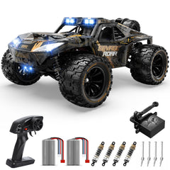 DEERC 1:14 crawler tires and suspension for all-terrain handling
