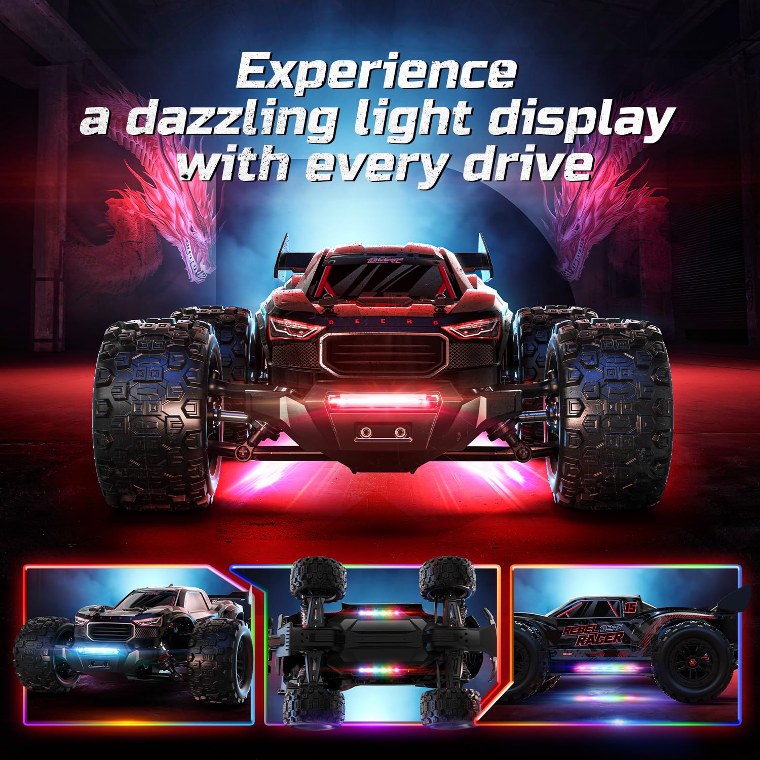 DEERC 1/14 high-speed RC run showcases precise remote control