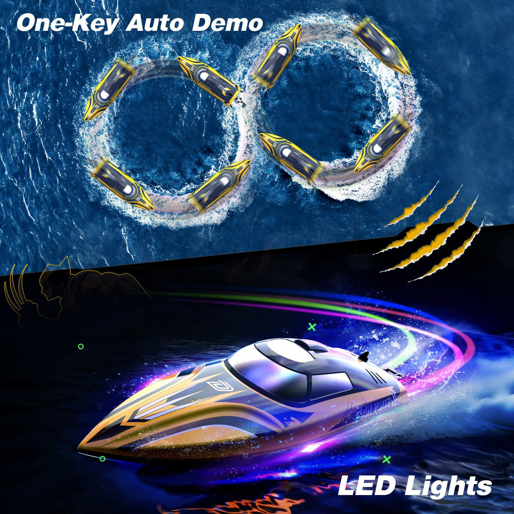 DEERC 14 RC boat waterproof hull for reliable performance in water.