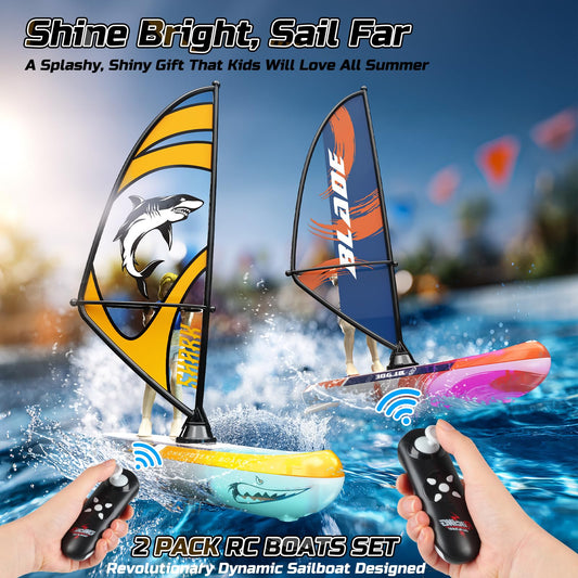 Two-pack DEERC sailboats ready for kid-friendly races and pool play