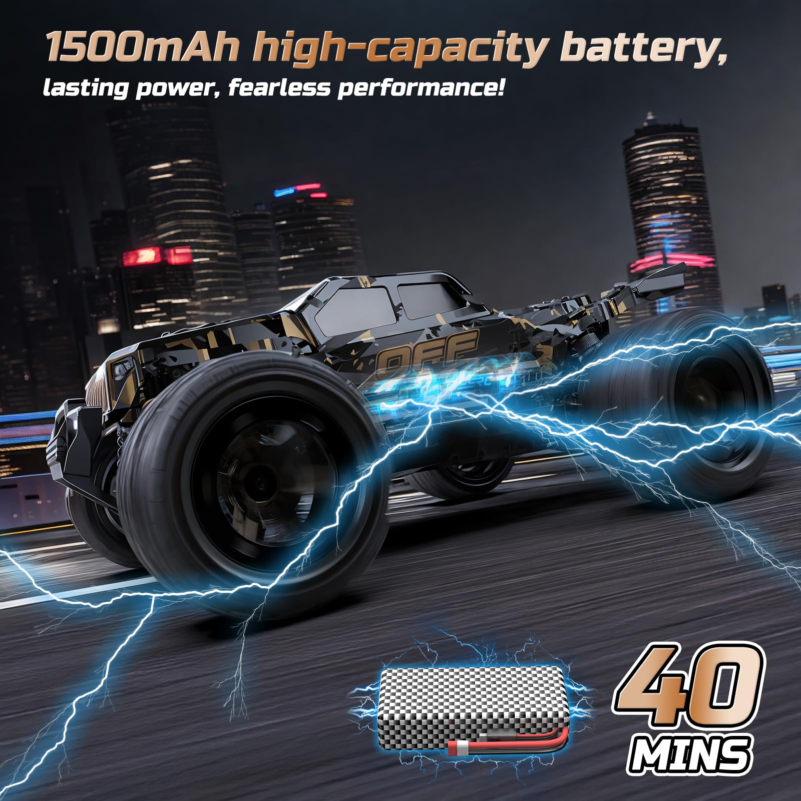 DEERC 9309E wheelie bar aids stability during acceleration