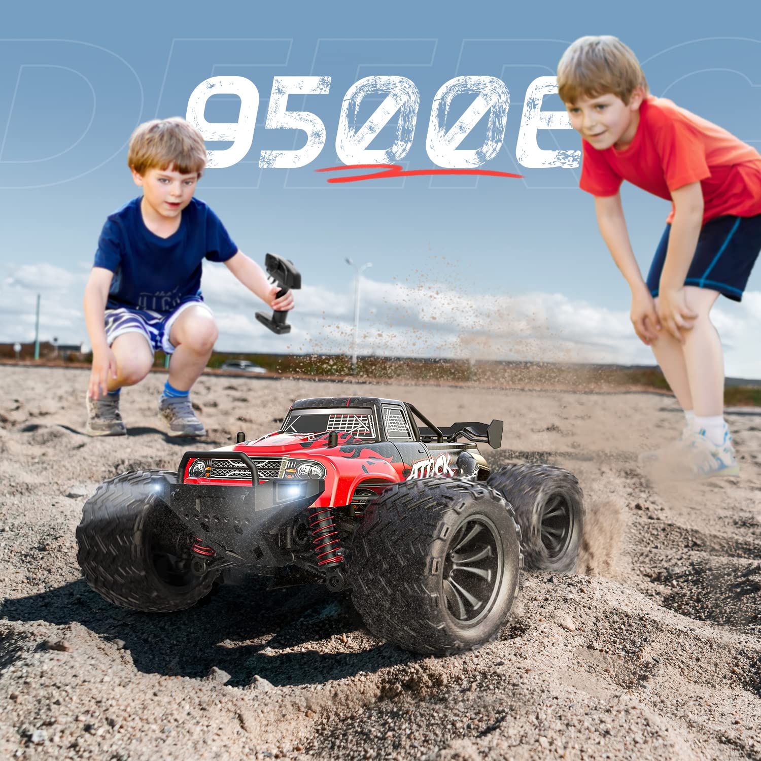 7.4V 1500mAh battery powering longer sessions on DEERC 9500E.