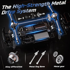 DEERC All Terrain RC Car LED headlights illuminate night rides for extended play.