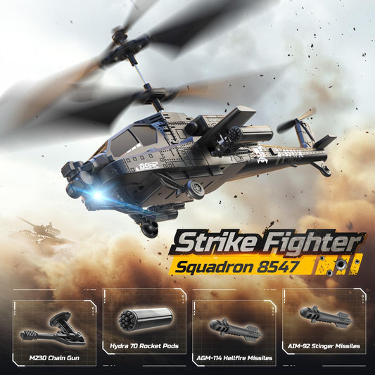DEERC Apache side view reveals a compact profile ideal for indoor fun.