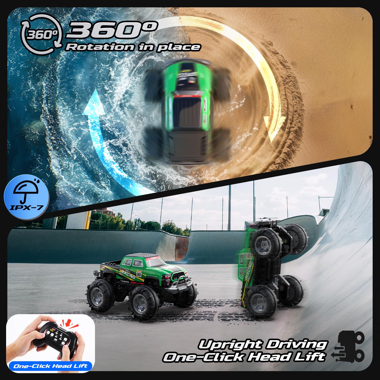 DEERC BG028 360° rotation enables smooth stunts and beginner-friendly practice.