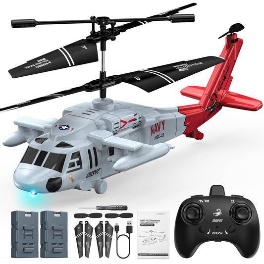DEERC Black Hawk RC helicopter body with military styling ideal for indoor flights.