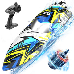 DEERC brushless RC boat motor detail for high-speed water racing