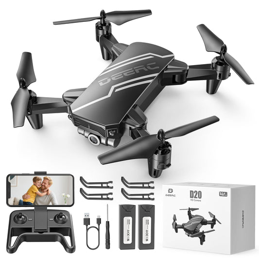 DEERC D20 with 720p FPV camera for live view and gesture photos.