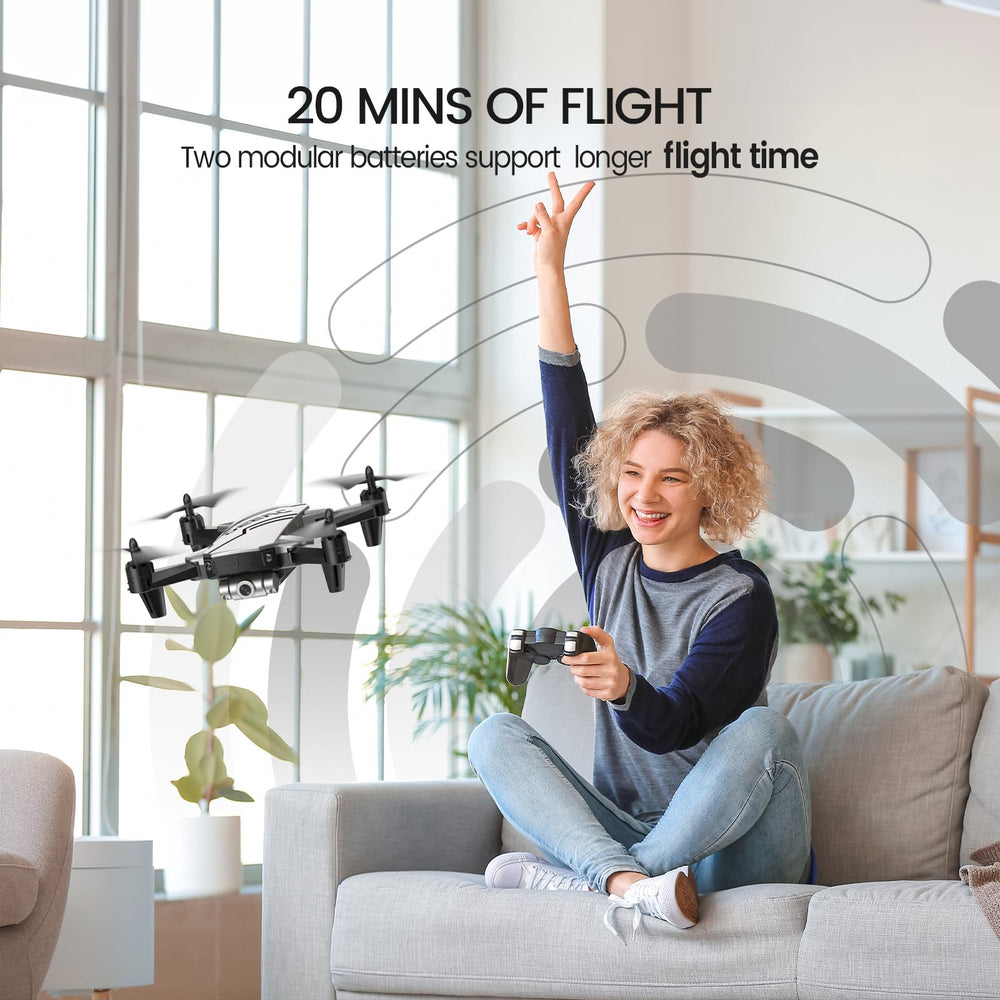 DEERC D20 two rechargeable batteries extend flight time per session