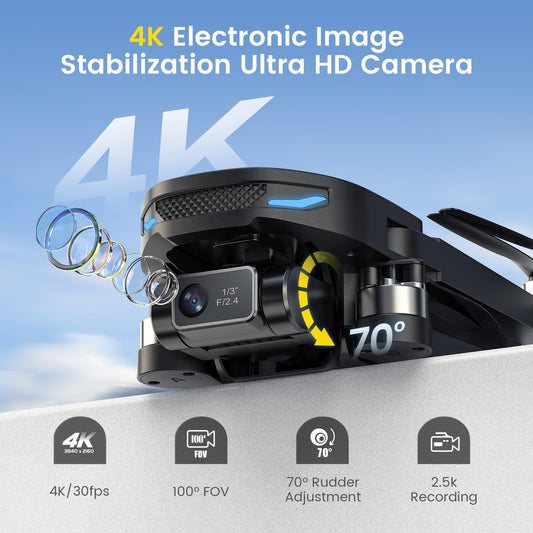 DEERC D65 2-axis gimbal keeps footage steady during outdoor flights.