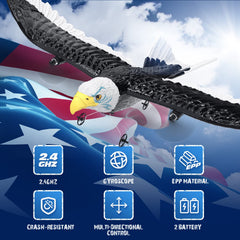 DEERC Eagle Plane 6-axis stabilizer keeps flights steady for learning.