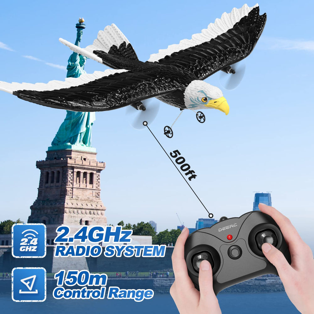 DEERC Eagle Plane dual-motor power helps takeoffs and climbs smoothly.