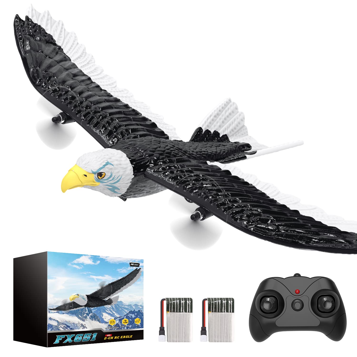 DEERC Eagle Plane RTF in box, ready for quick beginner flights.