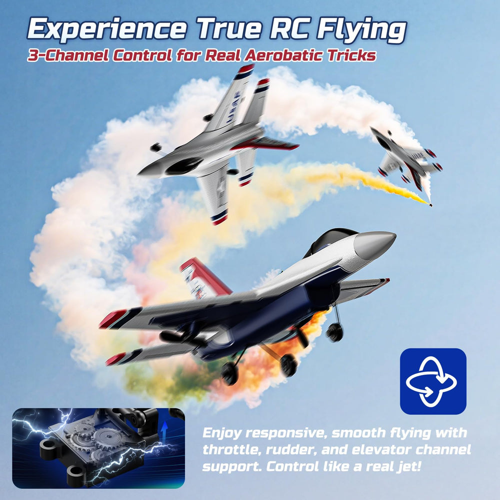 DEERC F16 Thunderbirds two batteries extend flight time up to 20 minutes.