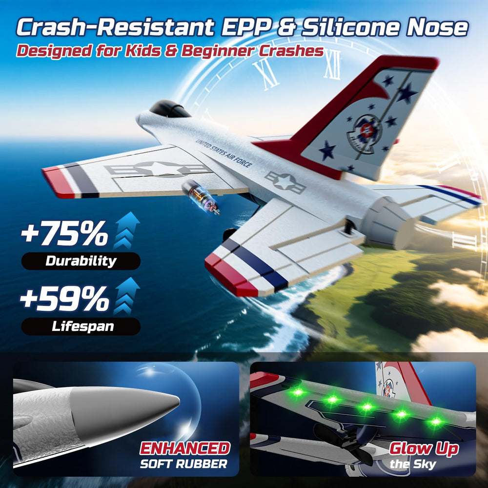 DEERC F16 Thunderbirds durable EPP foam for forgiving landings.