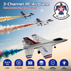 DEERC F16 Thunderbirds gyro-stabilized design enables smooth beginner flights.
