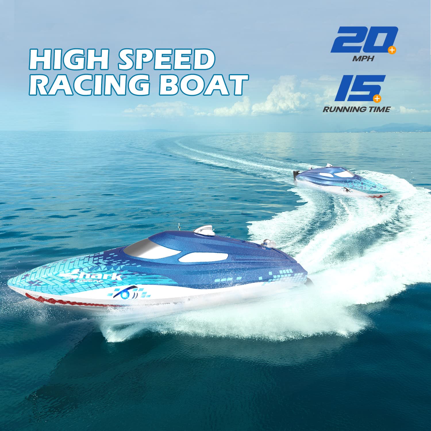 DEERC RC boat LED lighting enhances visual impact during dusk or night sessions