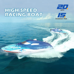 DEERC RC boat LED lighting enhances visual impact during dusk or night sessions