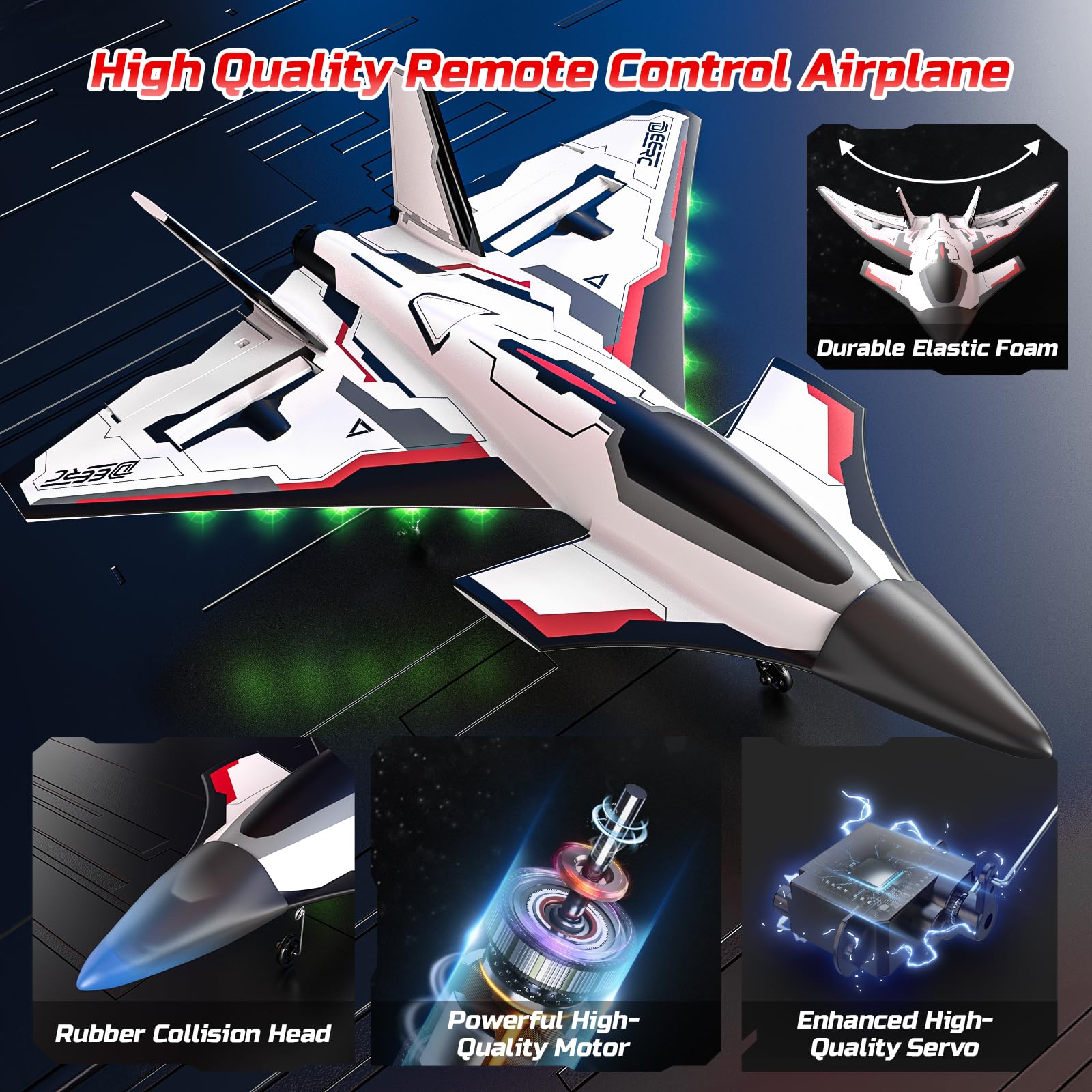 2.4GHz wireless link provides stable control at up to 500 feet.