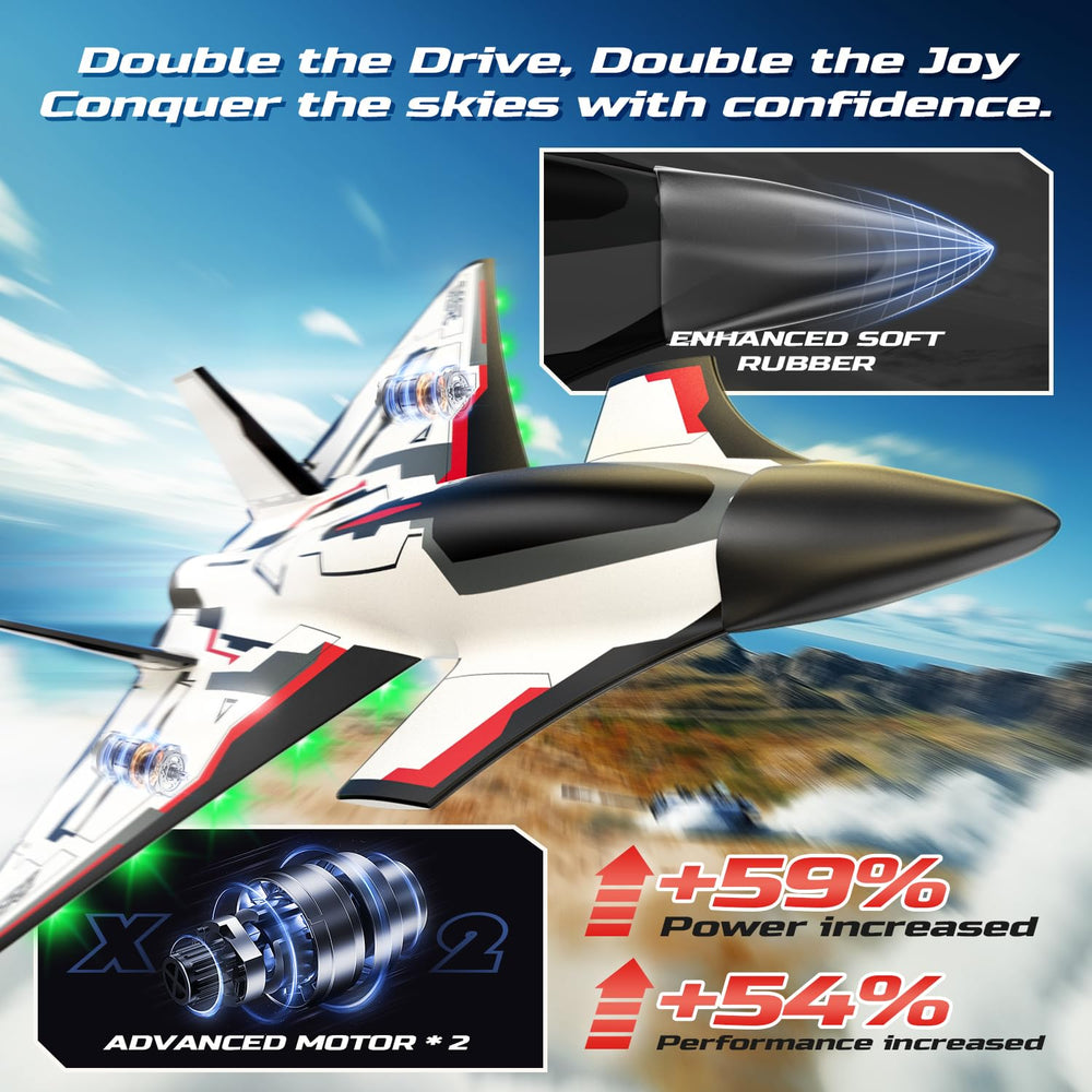 DEERC Future RC Plane uses durable EPP foam to resist impact.